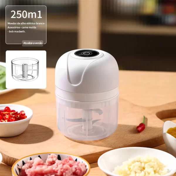 Mini Processador com 3 lâminas de aço inox Elétrico de Alimentos Portátil 250ml