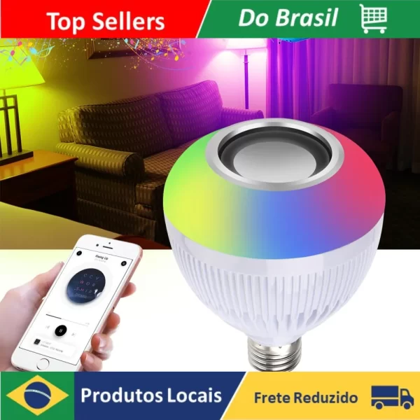 Lampada Bluetooth Led Caixa De Som Com Controle Remoto 12W Rgb Luz Colorida Balada